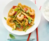 Curry mit Garnelen, Paprika und Bohnen