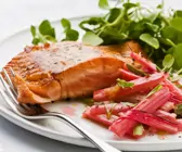 Lachs mit Rhabarbergemüse