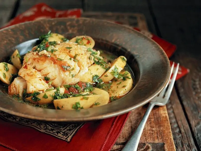 Orientalischer Kartoffeleintopf mit Fisch