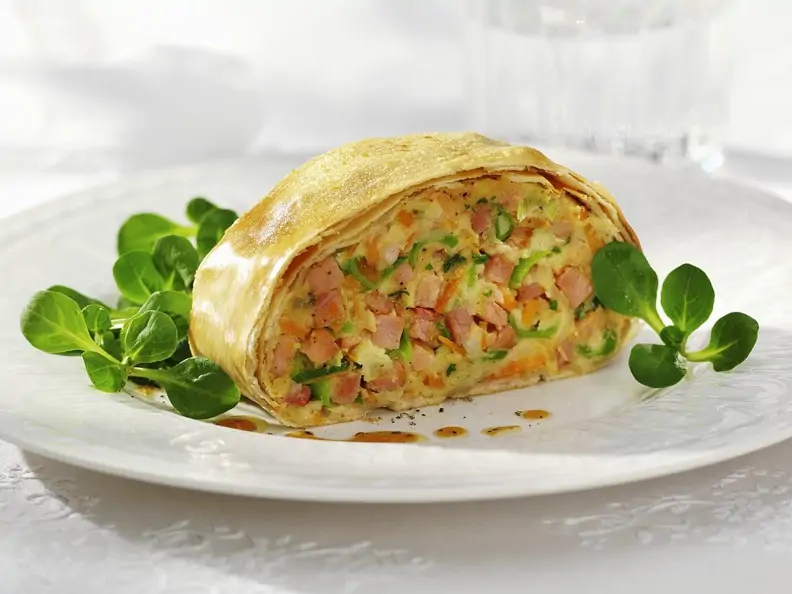Schinken-Lauch-Strudel