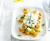 Süßkartoffelsalat mit Mozzarella und Dill