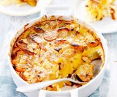 Mirabellen-Gratin mit Birnen und Rosinen