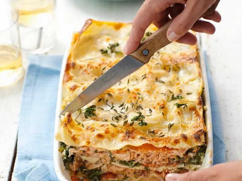 Lachs-Lasagne mit Spinat