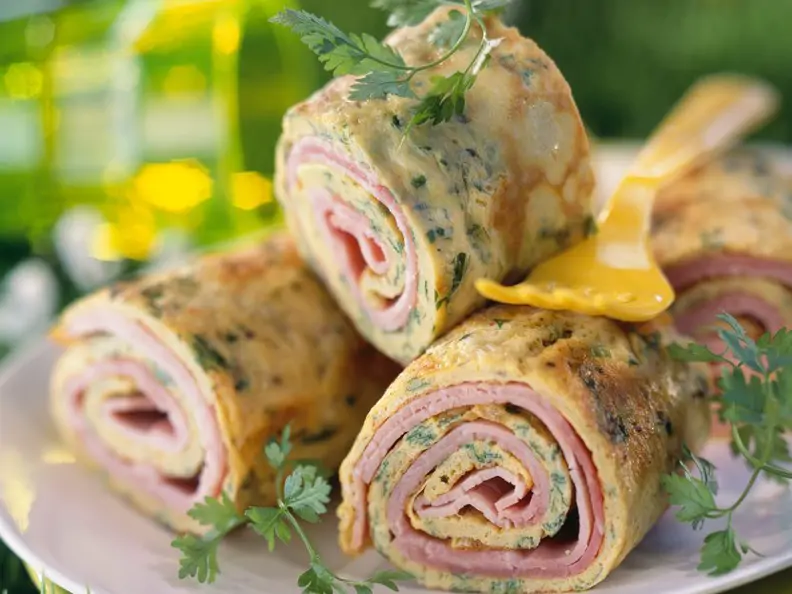 Kräuteromelette mit Kochschinken