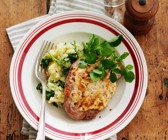Überbackene Schnitzel mit Portulak-Stampf