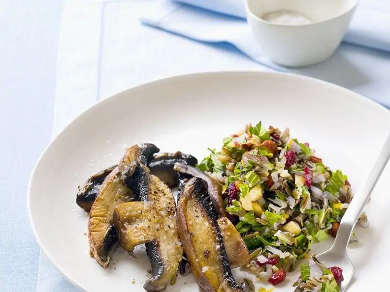 Knoblauchpilze mit Reissalat