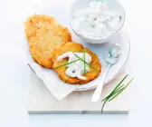 Kartoffelpuffer mit Quark-Shrimps