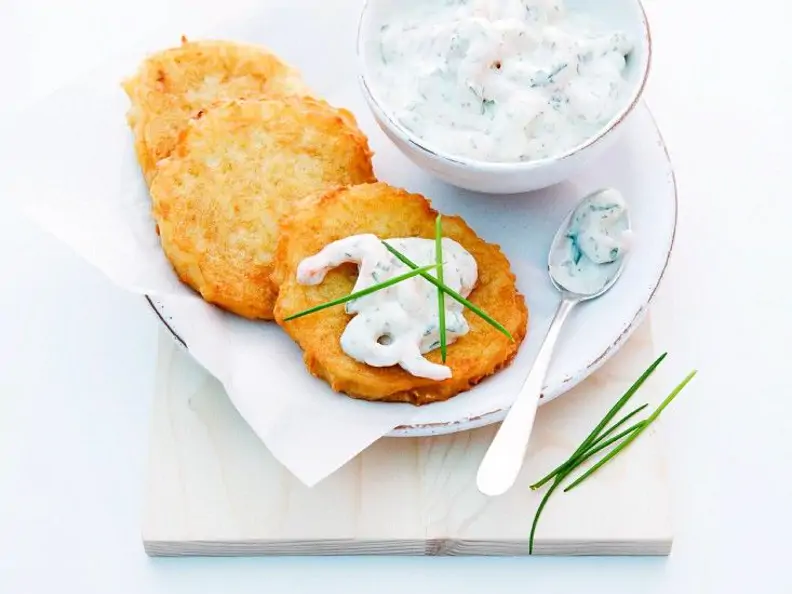 Kartoffelpuffer mit Quark-Shrimps