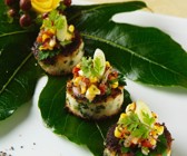 Bubble and Squeak-Häppchen mit Salsa